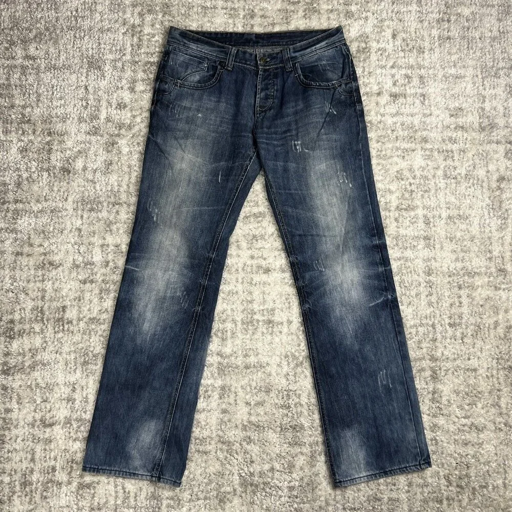 DINAMIT Jeans‎ 34x34 Straight Distressed Acid Denim Blue Italy Casual Pockets